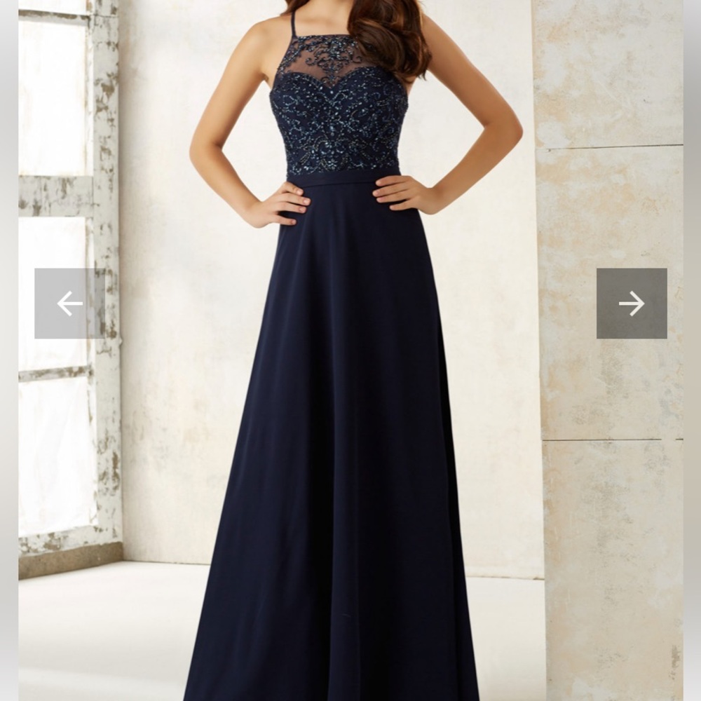 Chiffon A-Line Bridesmaids Dress with Beaded Bodice